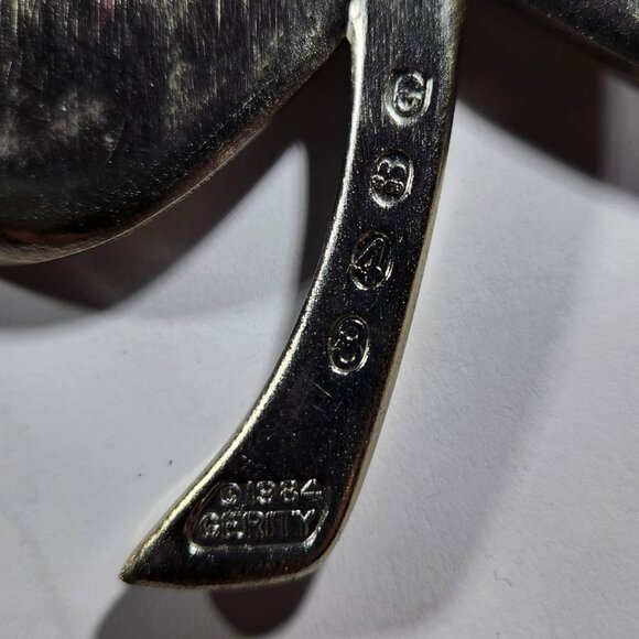 Gerity Silver plated shamrock clover 25th Anniversary Lucky paperweight 80s - Picture 3 of 5